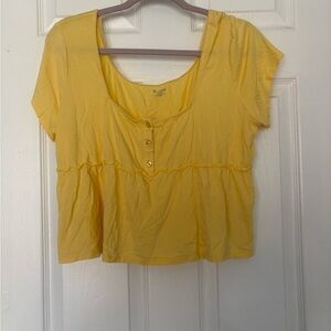 No Boundaries Butter Yellow Babydoll Cropped Blouse